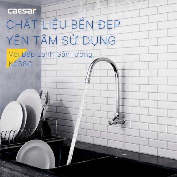 Vòi Rửa Bát Lạnh Gắn Tường Caesar K036C