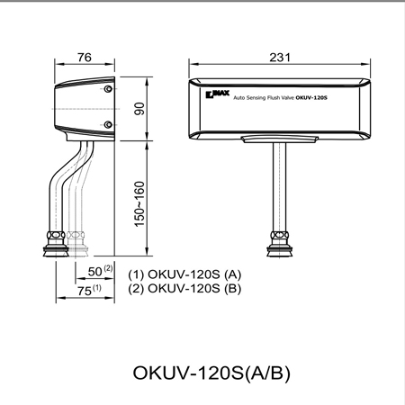 Van xả tiểu cảm ứng Inax OKUV-120S (A/B) 1