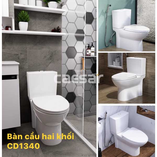 Bồn Cầu Hai Khối Nắp Êm Caesar CD1340 5 Bồn Cầu Hai Khối Nắp Êm Caesar CD1340