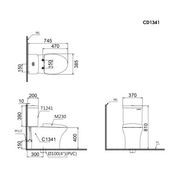 Bồn Cầu Hai Khối Nắp Êm Caesar CD1341 5 Bồn Cầu Hai Khối Nắp Êm Caesar CD1341