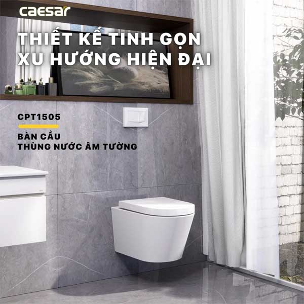 Bồn Cầu Thùng Nước Âm Tường CAESAR CPT1505