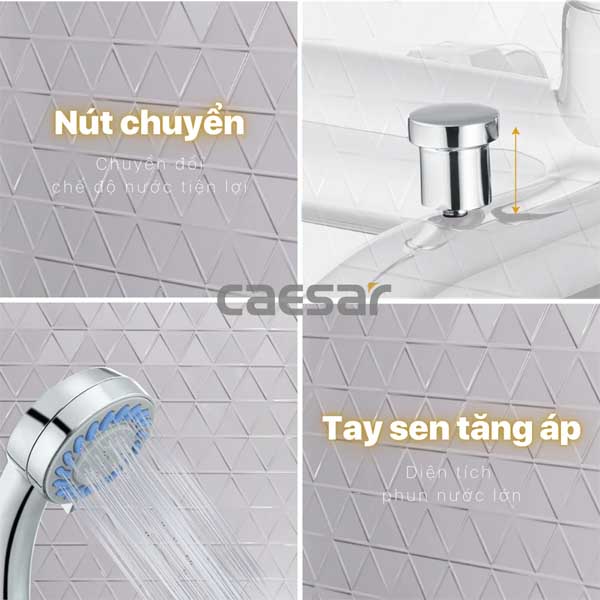 Vòi Sen Tắm Nóng Lạnh 3 Chế Độ Caesar S173C