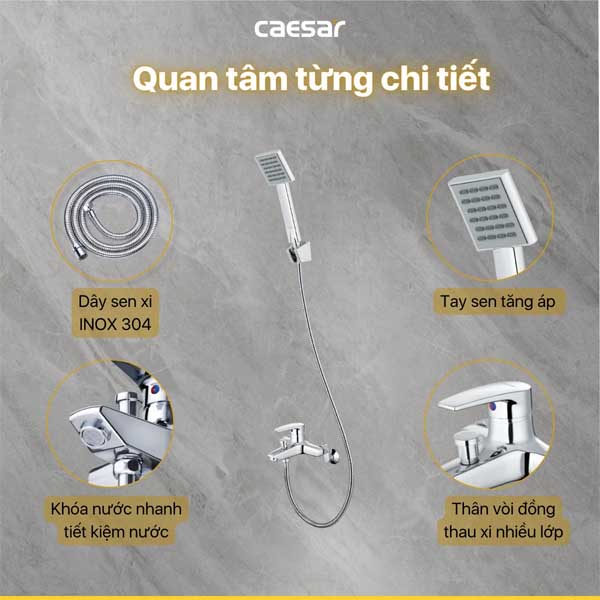 Vòi Sen Tắm Nóng Lạnh Caesar S403C