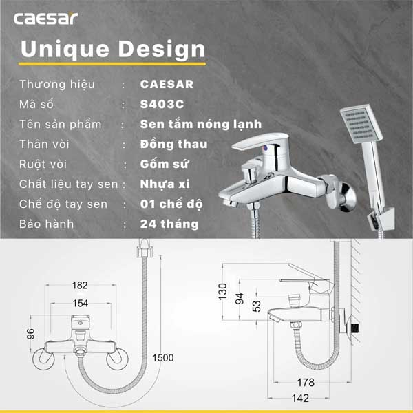Vòi Sen Tắm Nóng Lạnh Caesar S403C