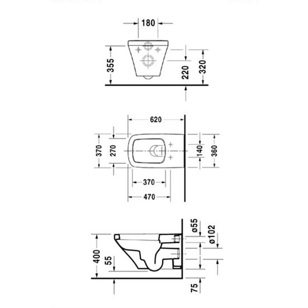 Bản vẽ Bồn cầu treo tường Duravit Durastyle 588.45.440