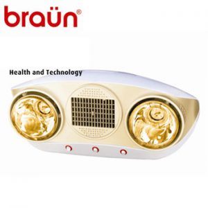 Đèn sưởi nhà tắm Braun 2 bóng vàng quạt sưởi BU02PG