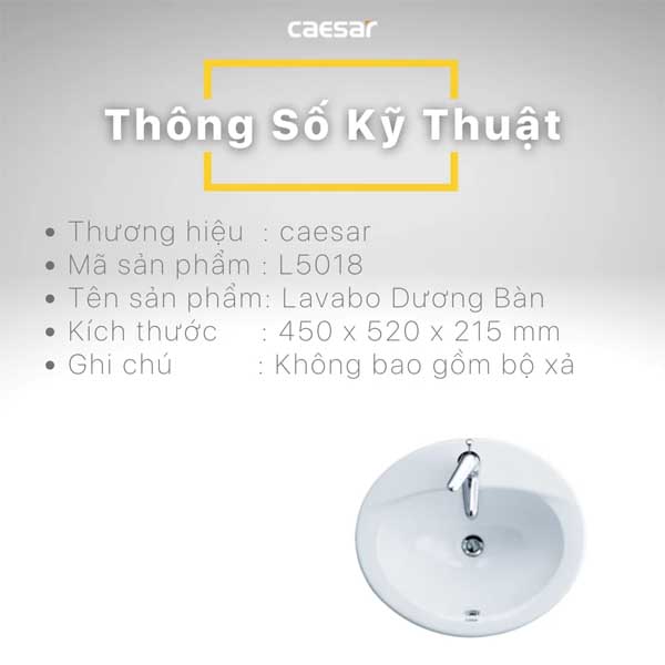 Chậu Rửa Lavabo Dương Bàn Caesar L5018