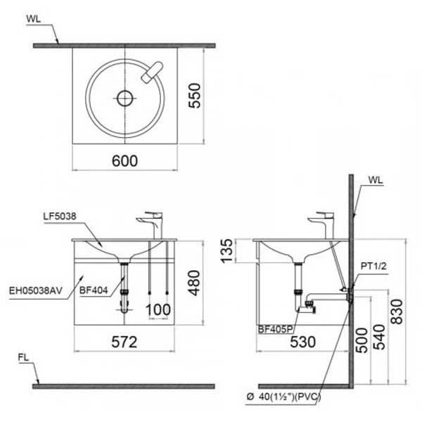 Chậu Rửa Lavabo Dương Bàn Caesar LF5038 8 Chậu Rửa Lavabo Dương Bàn Caesar LF5038
