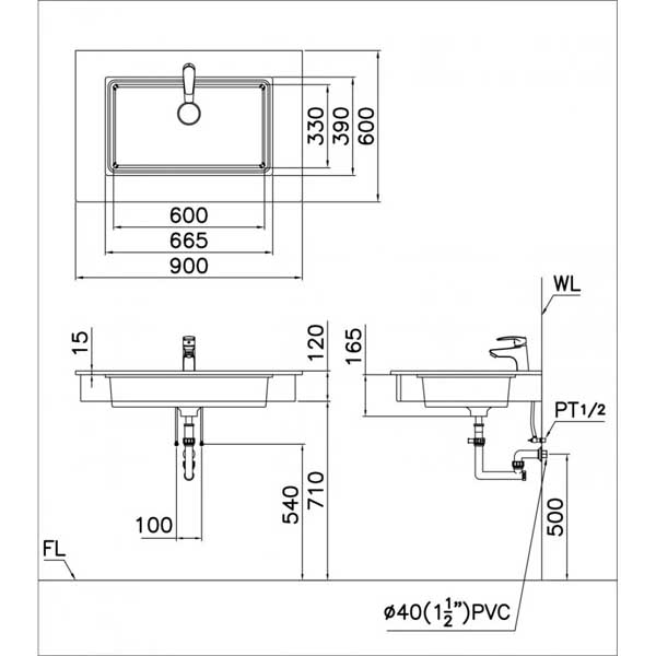 Chậu Rửa Lavabo Âm Bàn Đá Caesar LF5130 6 Chậu Rửa Lavabo Âm Bàn Đá Caesar LF5130