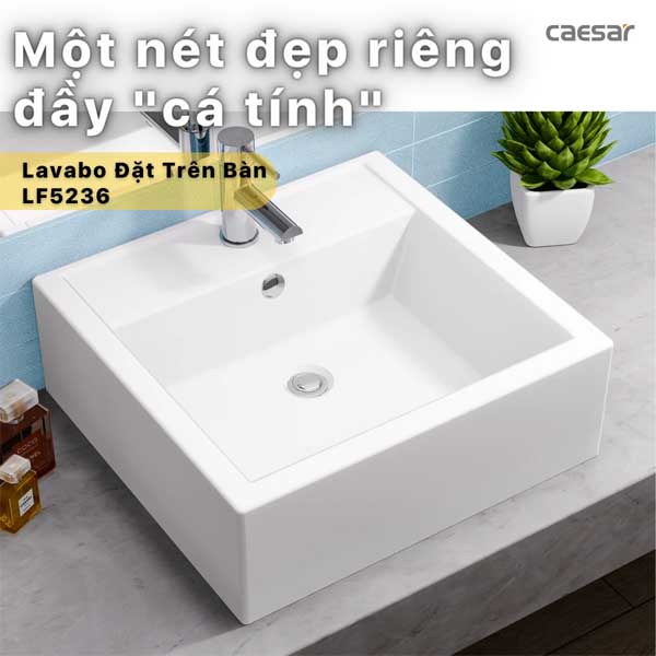 Chậu rửa Lavabo đặt bàn chữ nhật Caesar LF5236