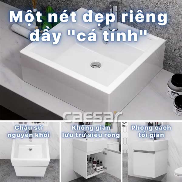 Chậu rửa Lavabo đặt bàn chữ nhật Caesar LF5236