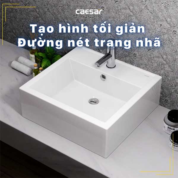 Chậu rửa Lavabo đặt bàn chữ nhật Caesar LF5236