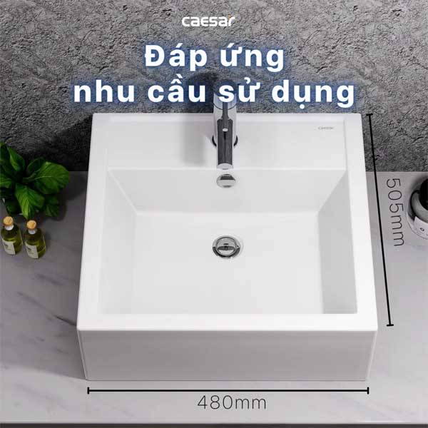 Chậu rửa Lavabo đặt bàn chữ nhật Caesar LF5236