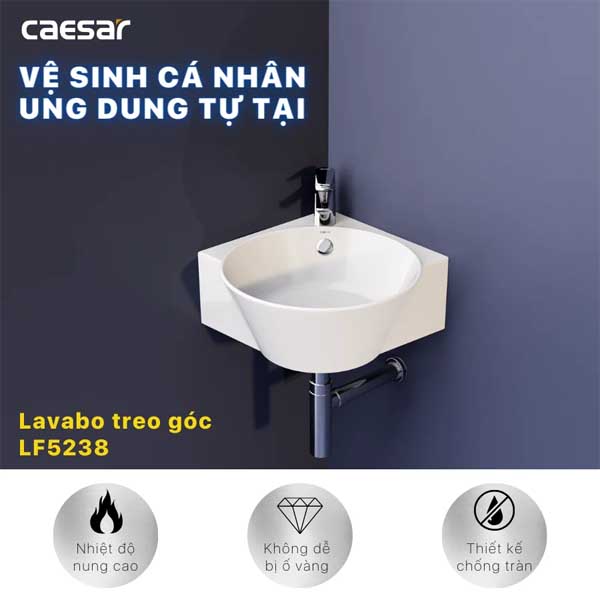 Chậu Rửa Lavabo Treo Góc  Caesar LF5238