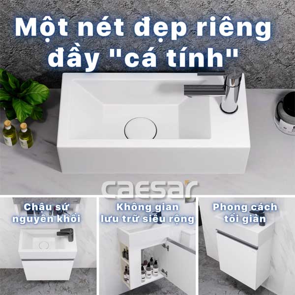 Chậu Rửa Mặt Lavabo Treo Tường ,Đặt bàn CAESAR LF5239S Vòi Phải 