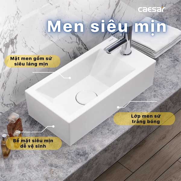 Chậu Rửa Mặt Lavabo Treo Tường ,Đặt bàn CAESAR LF5239S Vòi Phải 