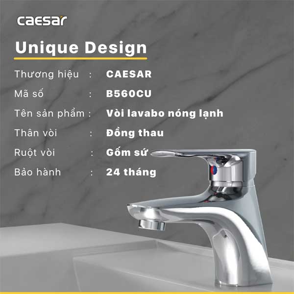 Vòi Rửa Lavabo Nóng Lạnh Caesar B560CU