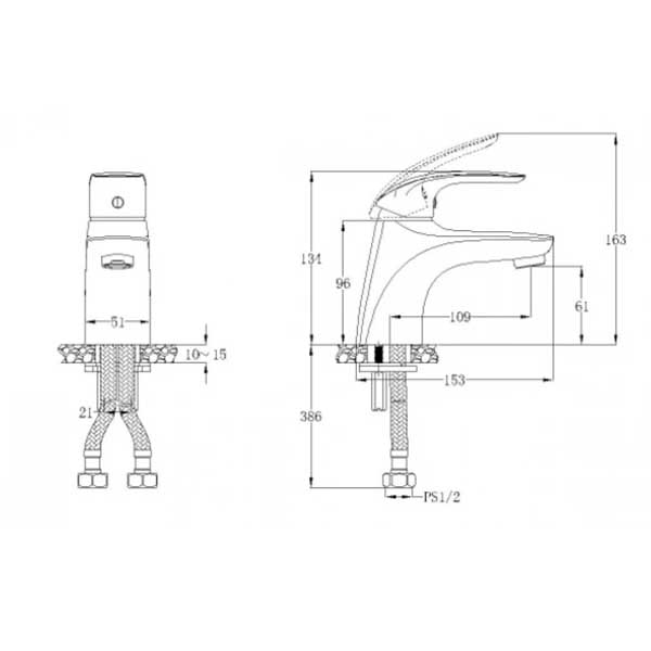 Vòi Rửa Lavabo Nóng Lạnh Caesar B560CU