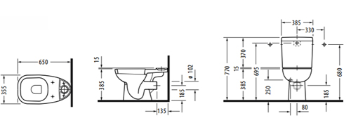 Bản vẽ Bồn cầu HAFELE Duravit 588.45.413