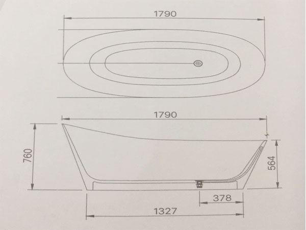 Bản vẽ kĩ thuật Bồn tắm Inax BF-1790