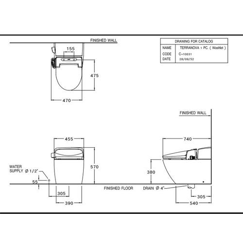 Bản vẽ bàn cầu cảm ứng COTTO C100317(CV) – Cotto Thailand