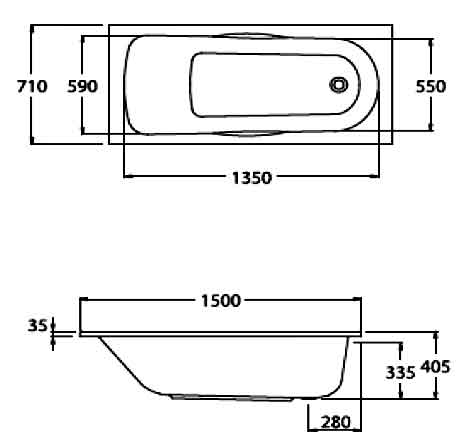 Bản vẽ kỹ thuật Bồn tắm COTTO BT215PP