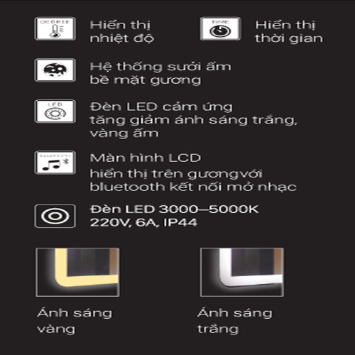 Gương Đèn Led Đình Quốc DQ 67063 Chữ nhật mài cạnh viền bo góc
