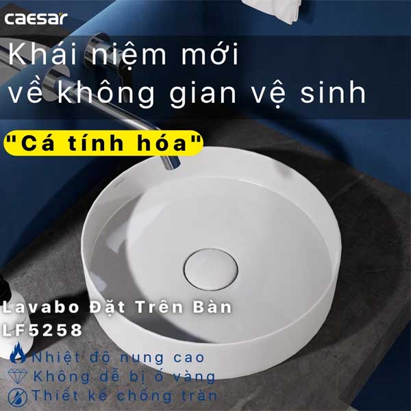Chậu rửa Lavabo đặt bàn nắp sứ Caesar LF5258