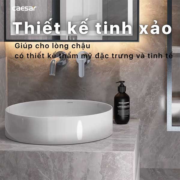 Chậu rửa Lavabo đặt bàn nắp sứ Caesar LF5258