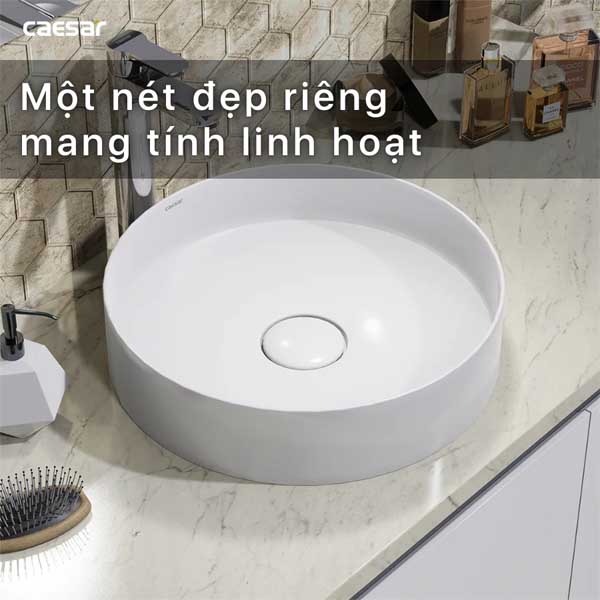 Chậu rửa Lavabo đặt bàn nắp sứ Caesar LF5258