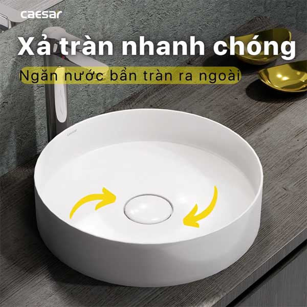 Chậu rửa Lavabo đặt bàn nắp sứ Caesar LF5258