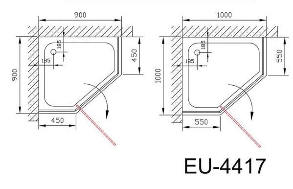Bản vẽ kĩ thuật Phòng tắm Vách kính EUROKING EU-4417