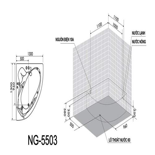 Thông số kỹ thuật Bồn tắm massage Nofer NG-5503