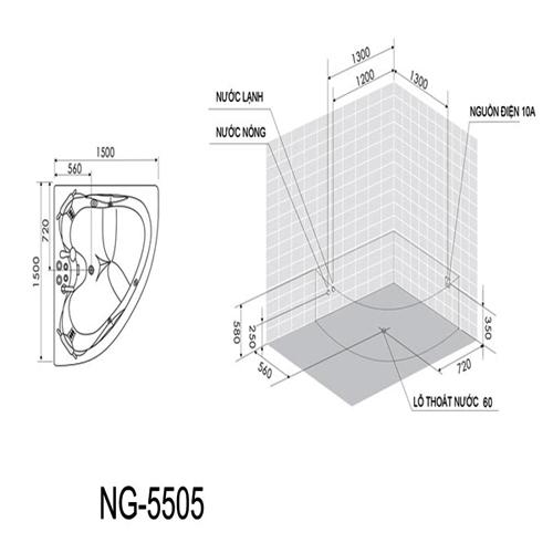 Thông số kỹ thuật Bồn tắm massage Nofer NG-5505