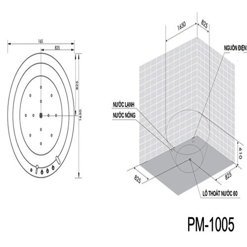 Thông số kỹ thuật Bồn tắm massage Nofer PM-1005