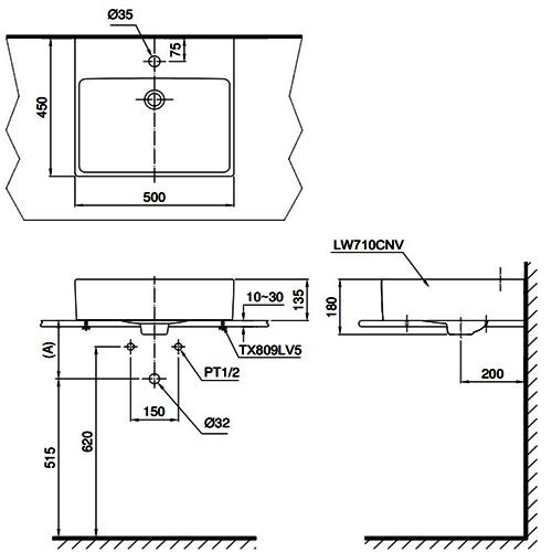 Thông số kỹ thuật Chậu lavabo TOTO LT710CTRM đặt bàn