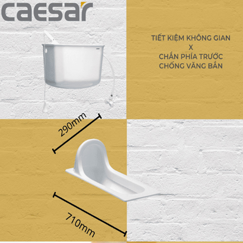 Xí xổm két treo caesar CS1280 (bàn cầu xổm CS1280)