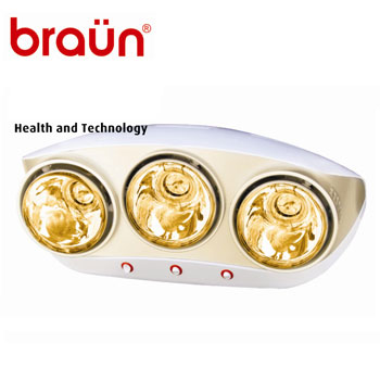 Đèn sưởi phòng tắm 3 bóng vàng Braun BU03G 1
