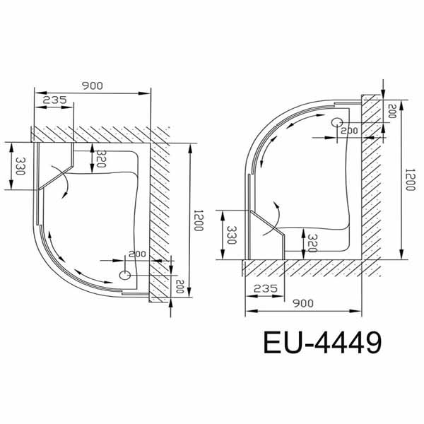 Bản vẽ kĩ thuật Phòng tắm kính EUROKING EU-4449
