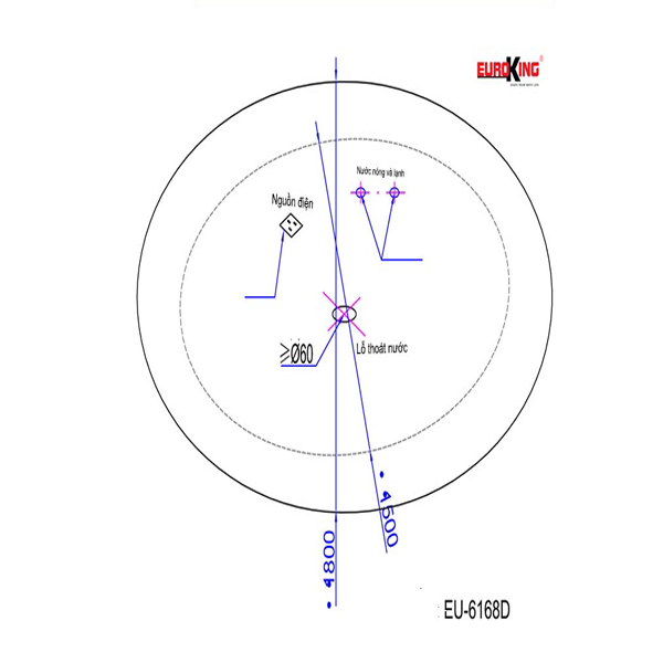 Bản vẽ kỹ thuật Bồn tắm massage Euroking EU-6168D 