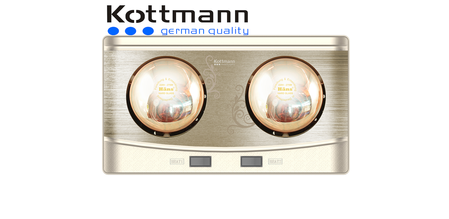 Đèn sưởi 2 bóng treo tường Kottmann K2B-Q 1