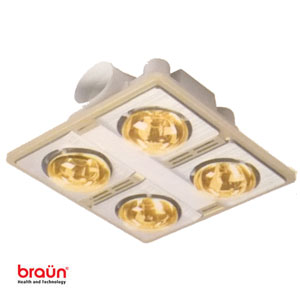 Đèn sưởi nhà tắm 4 bóng vàng Braun KN04G 1