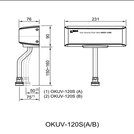 Bản vẽ kĩ thuật Van xả cảm ứng tiểu nam INAX OKUV – 32SM