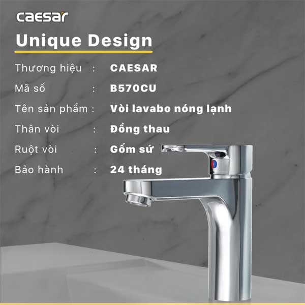 Vòi Rửa Lavabo Nóng Lạnh Caesar B570CU