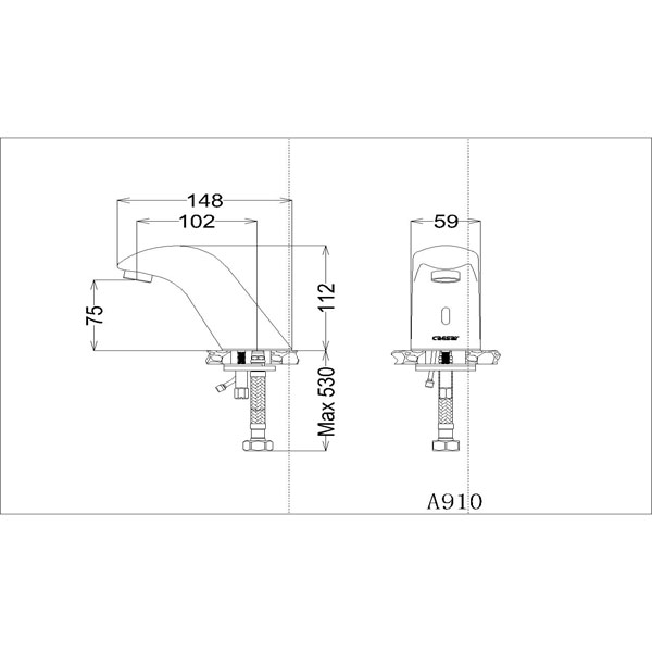 Bản vẽ Vòi Lavabo cảm ứng Caesar A910
