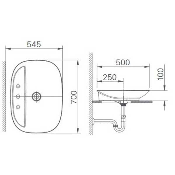 Chậu rửa đặt bàn Inax AL-S640V 3 Chậu rửa đặt bàn Inax AL-S640V