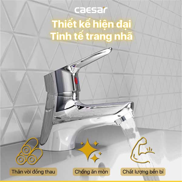 Vòi Rửa Mặt Lavabo Nóng Lạnh Caesar B120CU