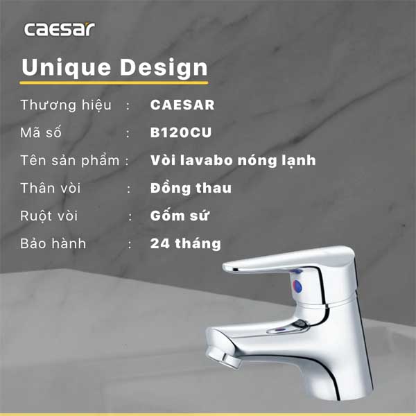 Vòi Rửa Mặt Lavabo Nóng Lạnh Caesar B120CU