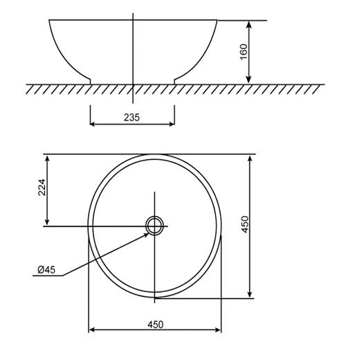 Thông số kỹ thuật Chậu rửa đặt bàn American 0500-WT