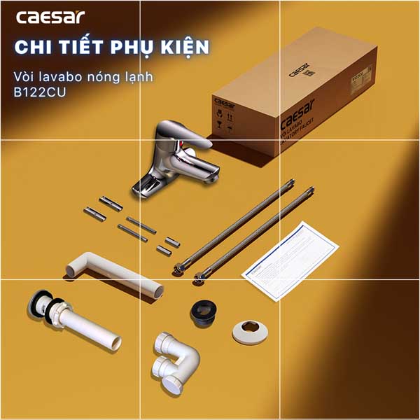 Vòi Rửa Mặt Lavabo Nóng Lạnh Caesar B122CU 1 Vòi Rửa Mặt Lavabo Nóng Lạnh Caesar B122CU